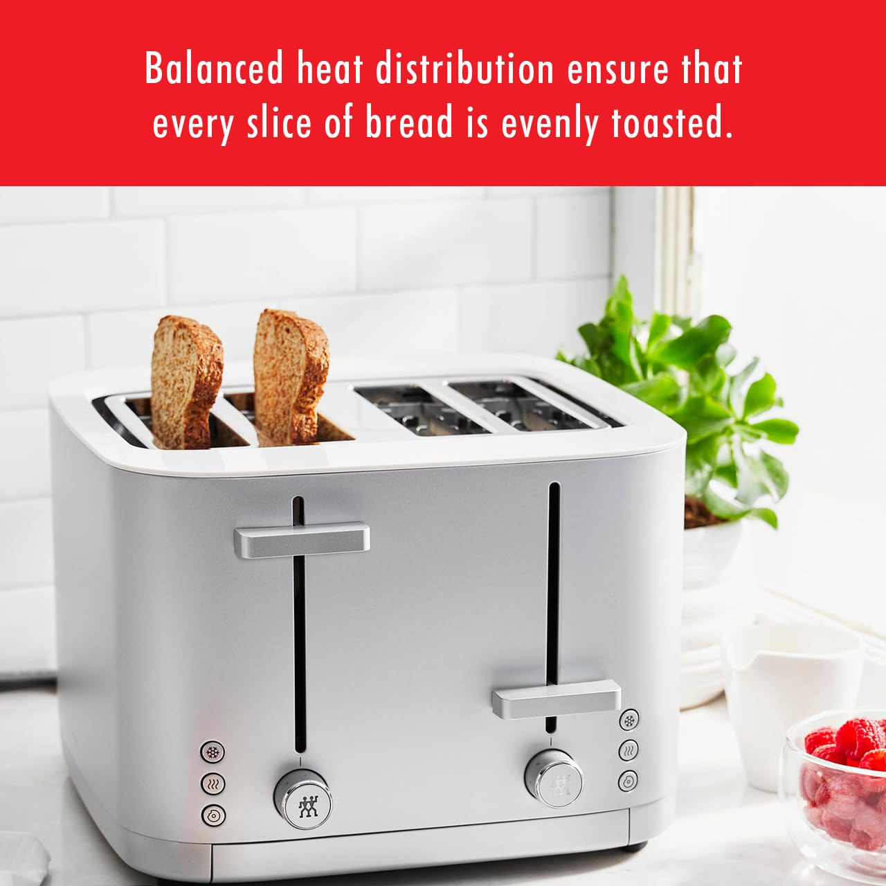 ZWILLING Enfinigy 4 Slice Toaster with Extra Wide 1.5" Slots for Bagels + 7 Toast Settings - electronicsexpo.com - Toasters