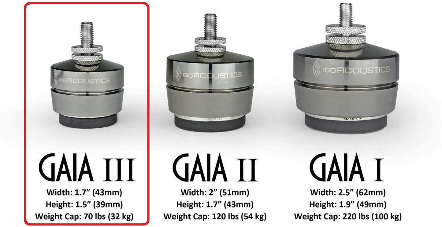 IsoAcoustics Gaia Series Isolation Feet for Speakers & Subwoofers (Gaia III, 70 lb max) ? Set of 4 - Misc - electronicsexpo.com