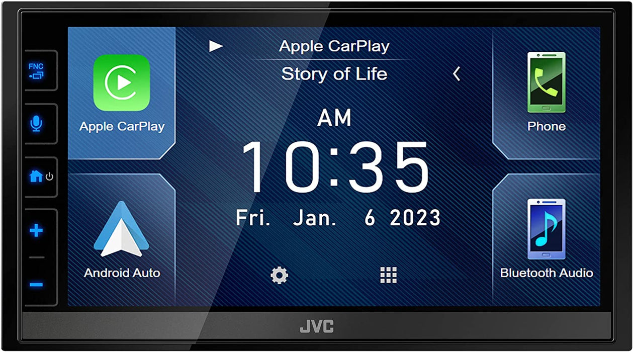 JVC KW-M785BW Wireless Apple CarPlay Android Auto Digital Media Player, Double Din, 6.8" LCD Touchscreen