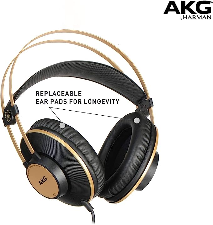 AKG Pro Audio K92 Over Ear, Closed - Back, Studio Headphones (Matte Black and Gold) - electronicsexpo.com - Pro Headphones