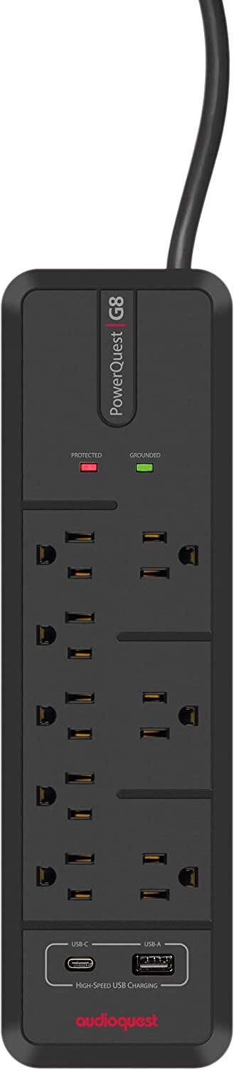 AudioQuest PowerQuest G8 – 8 - Outlet Surge Protector with USB - A and USB - C Charging Ports - electronicsexpo.com - Power Protection