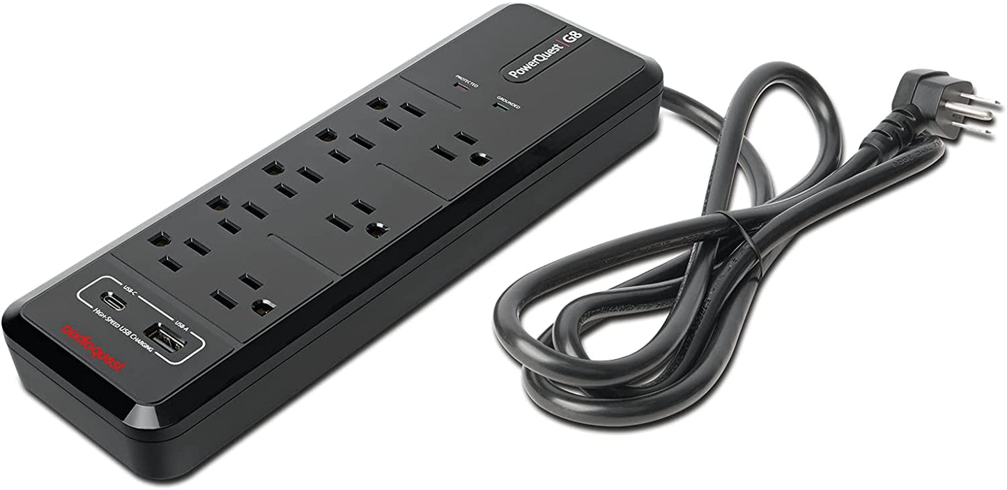 AudioQuest PowerQuest G8 – 8 - Outlet Surge Protector with USB - A and USB - C Charging Ports - electronicsexpo.com - Power Protection