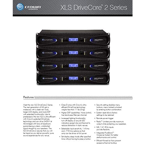 Crown XLS1002 2 - Channel 350 - Watt at 4Ω Power Amplifier - electronicsexpo.com - Power Amplifiers
