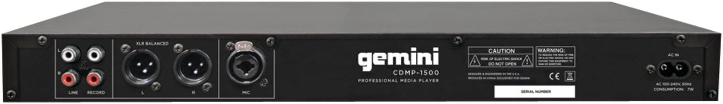 Gemini Sound CDMP - 1500 19" Professional Mountable CD MP3 USB Media Music Player System Input with Remote - electronicsexpo.com - CD Players