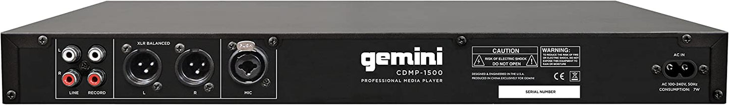 Gemini Sound CDMP - 1500 19" Professional Mountable CD MP3 USB Media Music Player System Input with Remote - electronicsexpo.com - CD Players