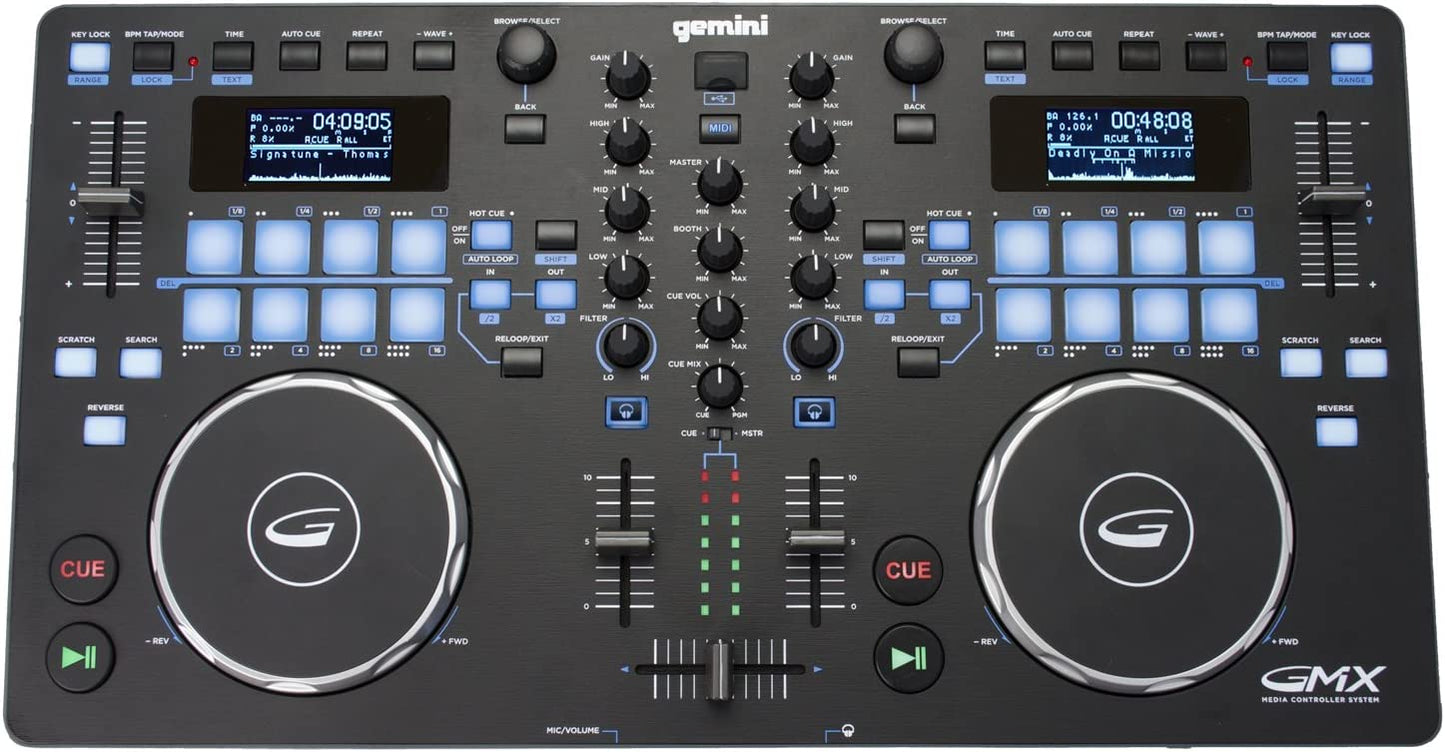 Gemini Sound GMX Stand Alone Professional Audio DJ Multi - Format USB, MP3, WAV and DJ Software Compatible Media Controller System - electronicsexpo.com - Controllers