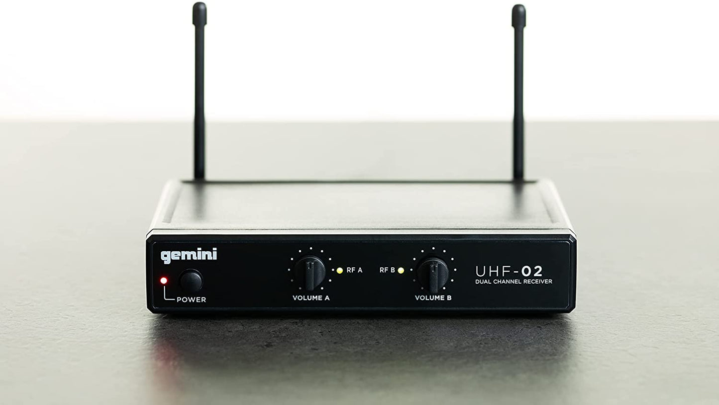 Gemini Sound UHF - 02M Professional Audio DJ Equipment Superior Single Channel Dual 2 Wireless Handheld Microphones Receiver System - electronicsexpo.com - Microphones