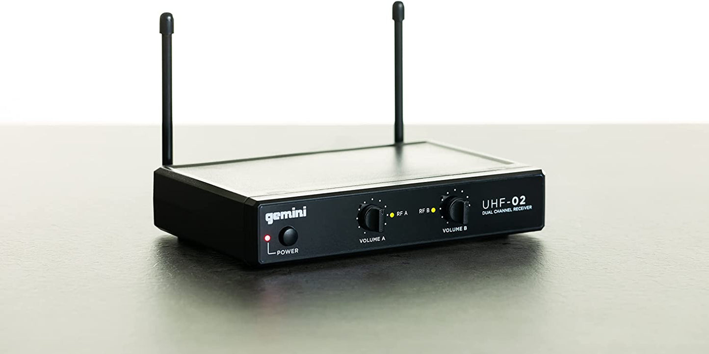 Gemini Sound UHF - 02M Professional Audio DJ Equipment Superior Single Channel Dual 2 Wireless Handheld Microphones Receiver System - electronicsexpo.com - Microphones