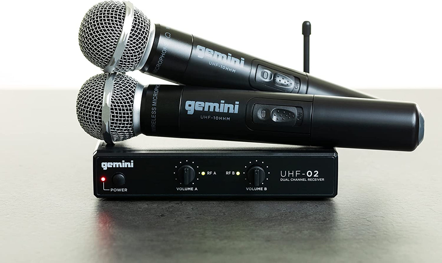Gemini Sound UHF - 02M Professional Audio DJ Equipment Superior Single Channel Dual 2 Wireless Handheld Microphones Receiver System - electronicsexpo.com - Microphones