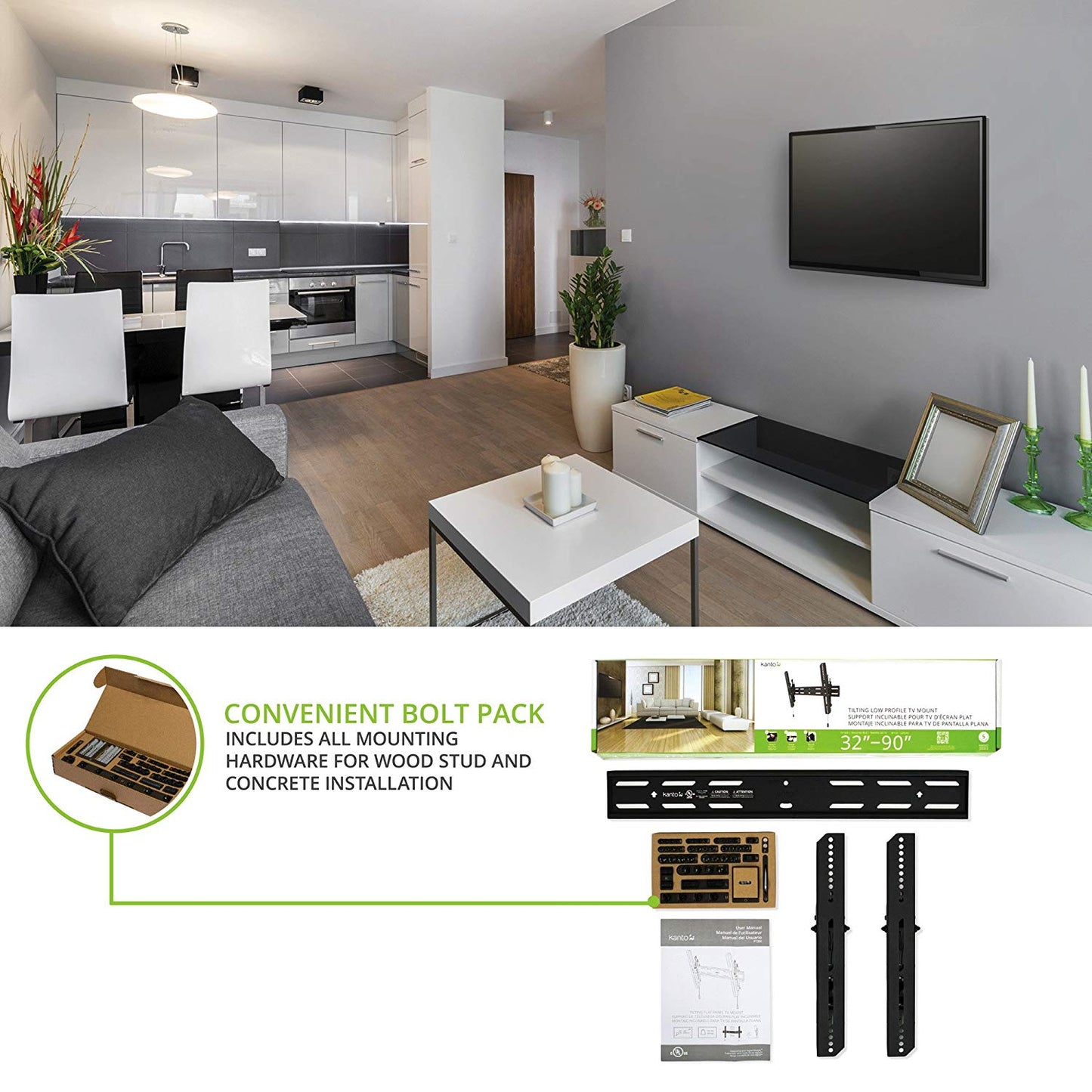 Kanto PT300 Tilting Wall Mount for 32" to 90" TV Displays - electronicsexpo.com - Brackets