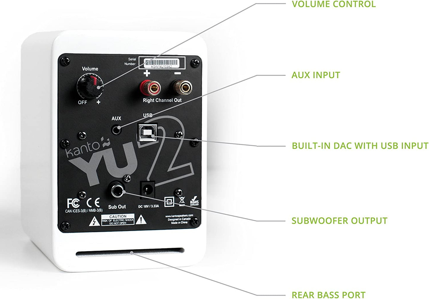 Kanto YU2 Speakers 2 - Way Powered Desktop Speakers (Pair) SPECIAL - electronicsexpo.com - Powered Speakers