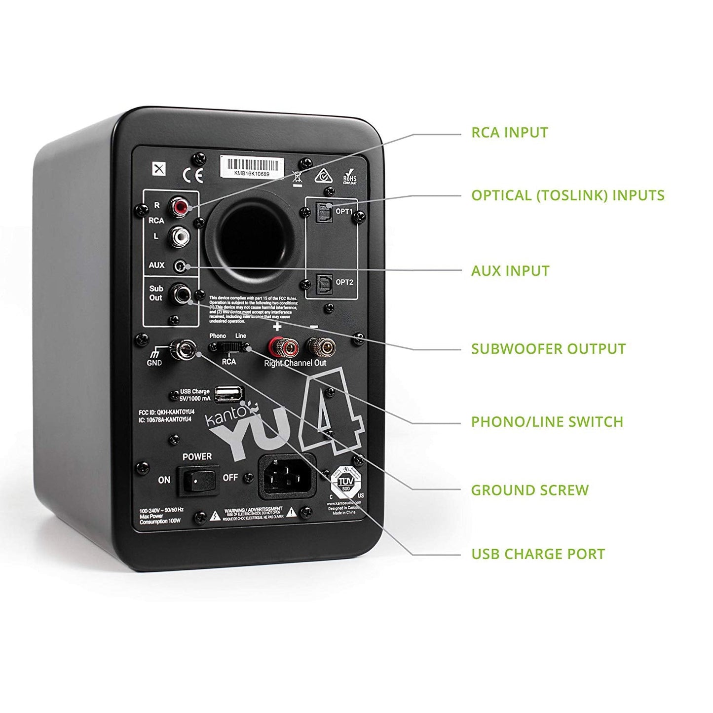 Kanto YU4 Powered Speakers with Bluetooth and Phono Preamp (Pair) - electronicsexpo.com - Powered Speakers