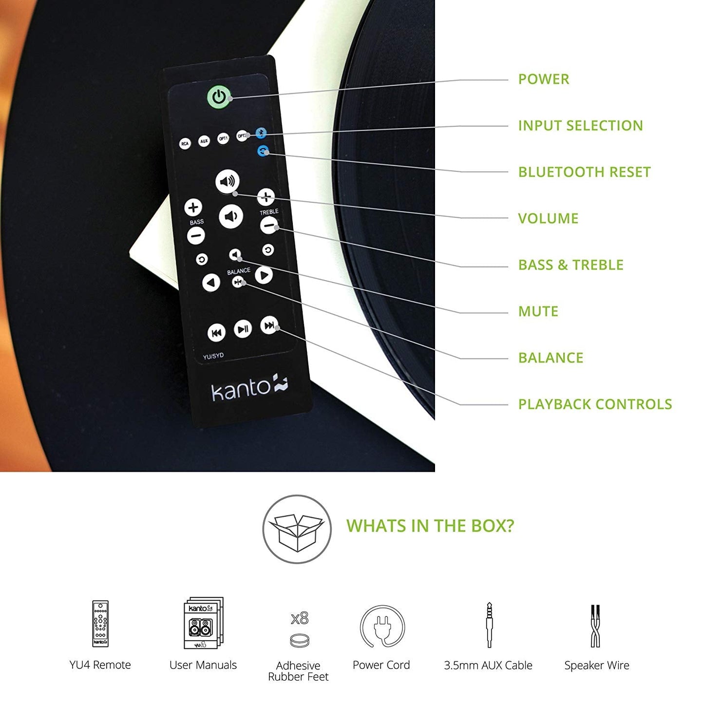 Kanto YU4 Powered Speakers with Bluetooth and Phono Preamp (Pair) - electronicsexpo.com - Powered Speakers