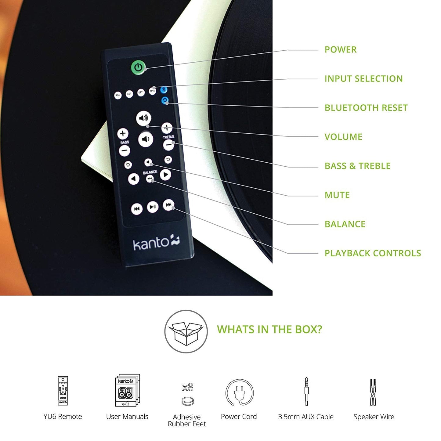 Kanto YU6 Powered Speakers with Bluetooth and Phono Preamp (Gloss White) - electronicsexpo.com - Bluetooth Speakers