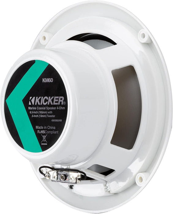 Kicker 49KM604W KM 6.5" 4Ω Marine Coaxial Speakers (Pair)