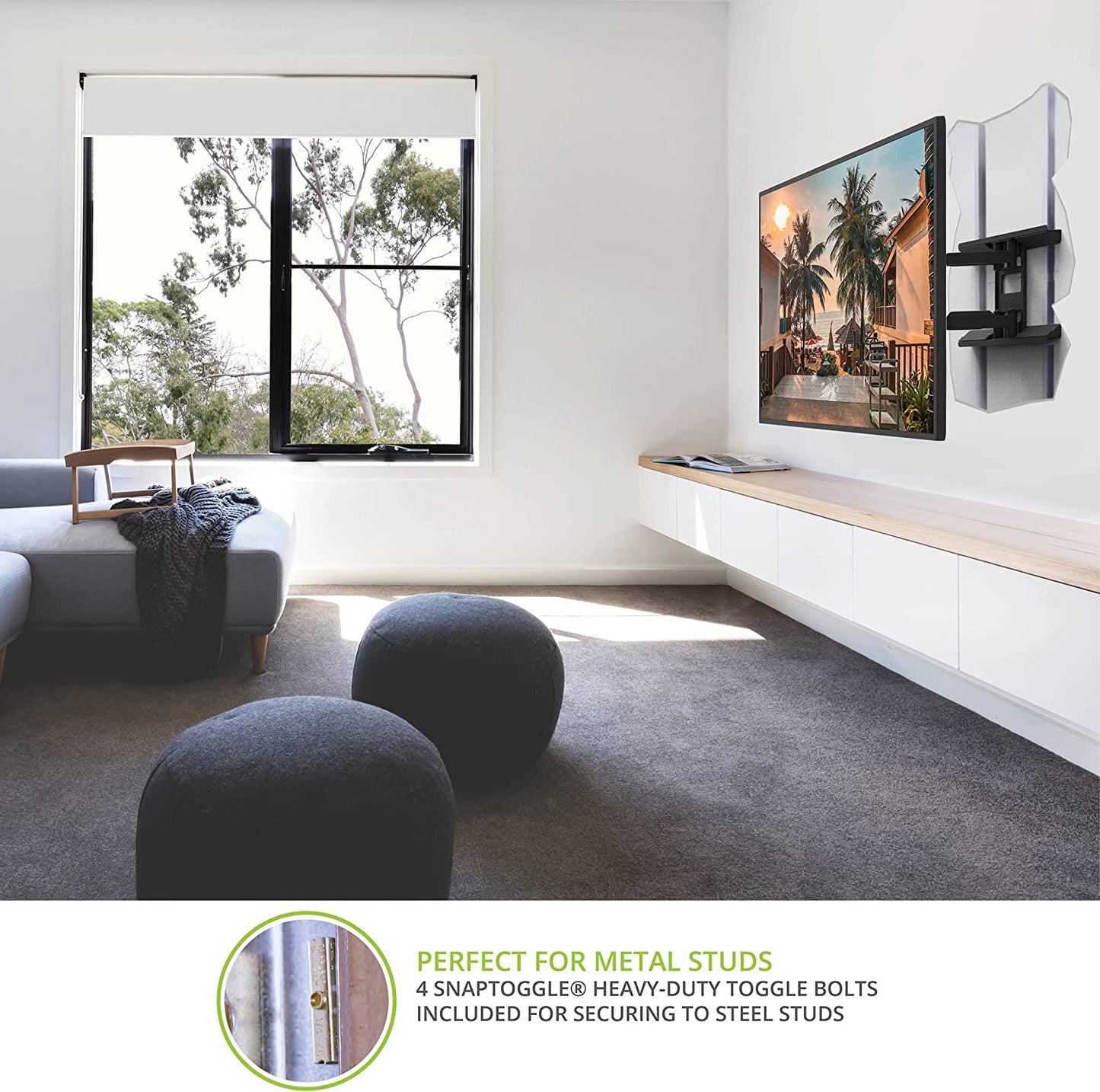 Kanto LX600SW Full-Motion Steel Stud TV Mount