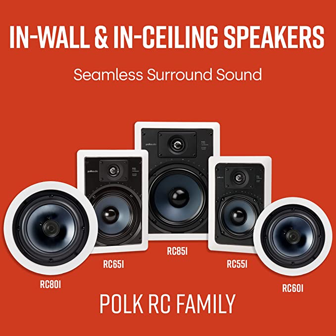 Polk Audio RC80i Round 8" Two - Way In - Wall/Ceiling Speakers (4 Speaker Bundle) - electronicsexpo.com - In Ceiling In Wall Speakers