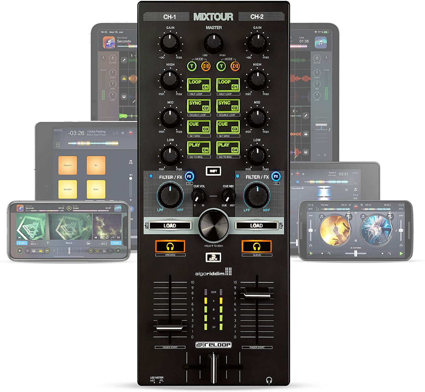 Reloop Mixtour All - In - One Controller - Audio Interface for iOS/Android/Mac for DJAY - electronicsexpo.com - Controllers