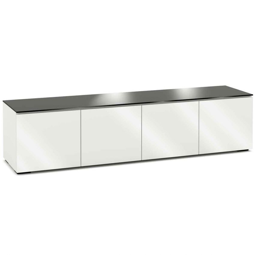 Salamander Designs Miami 247 Quad - Width AV Cabinet (Gloss White/Black Glass) - electronicsexpo.com - Media Cabinets