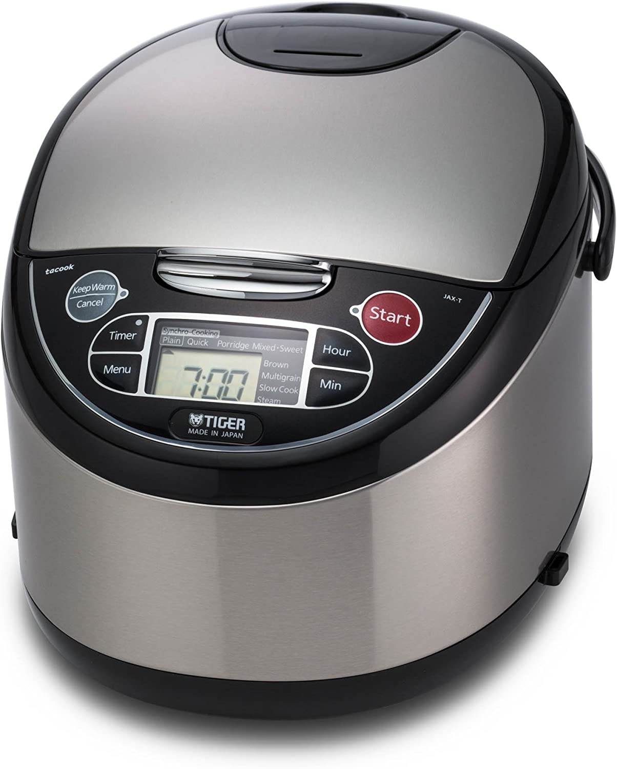 Tiger JAX - T18U - K 10 - Cup (Uncooked) Micom Rice Cooker with Food Steamer & Slow Cooker (Stainless Steel/Black) - electronicsexpo.com - Rice Cookers