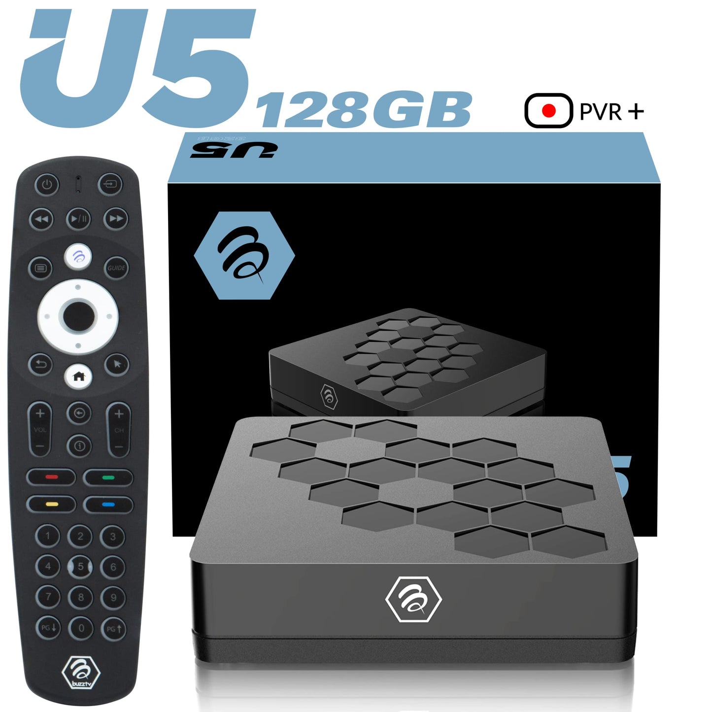 BuzzTV U5 2023 Android 11 TV Box, S905X4 Quad-Core 64-bit Cortex-A55 Processor, 4GB DDR RAM, 128GB eMMC Storage, 4K UHD Streaming, 6th Generation Wireless AX