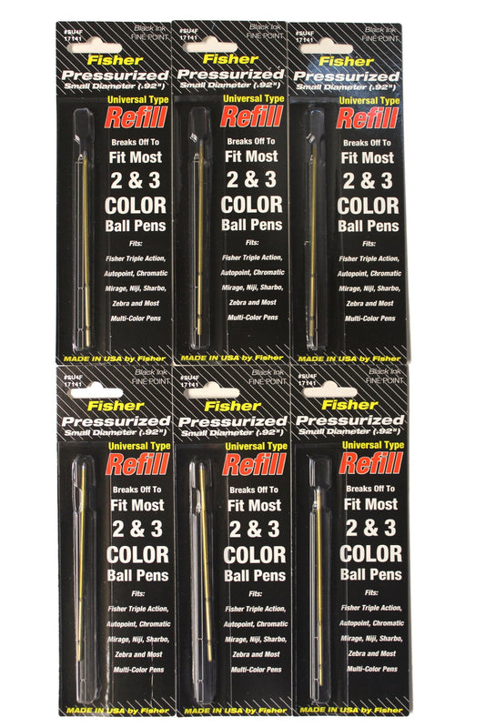 6 PACK Lot of Black Fisher Space Pen Universal Refills
