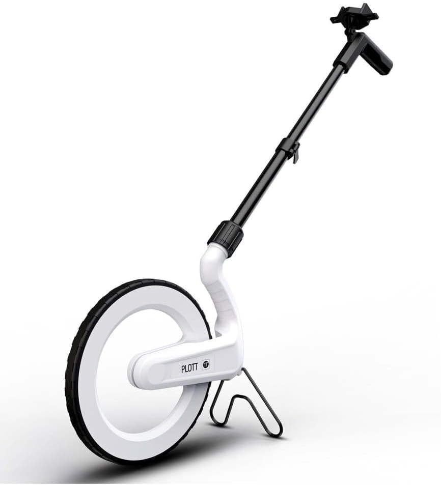 Plott Carta: Digital Mapping Wheel; Electronic Distance Measuring and Estimating; Feet, Inches, Yards, Meters, with Spray Paint Attachment