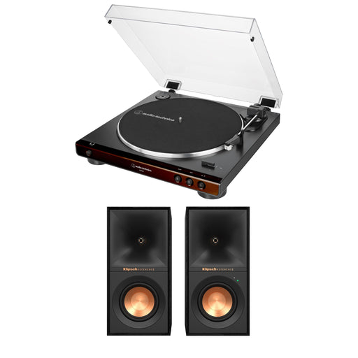 Audio-Technica AT-LP60X-BW Turntable (Brown) with Klipsch R-40PM Powered Speakers - Bundle -  - electronicsexpo.com