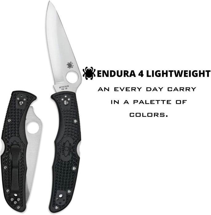 Spyderco C10PBK Endura 4 Lightweight Signature Knife with 3.80" VG-10 Steel Blade and FRN Handle (PlainEdge)