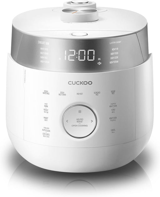 Cuckoo CRP-LHTR0609FW Small Stainless Steel Rice Cooker with Induction Heating Dual Pressure & 16+ Menu Options (White)