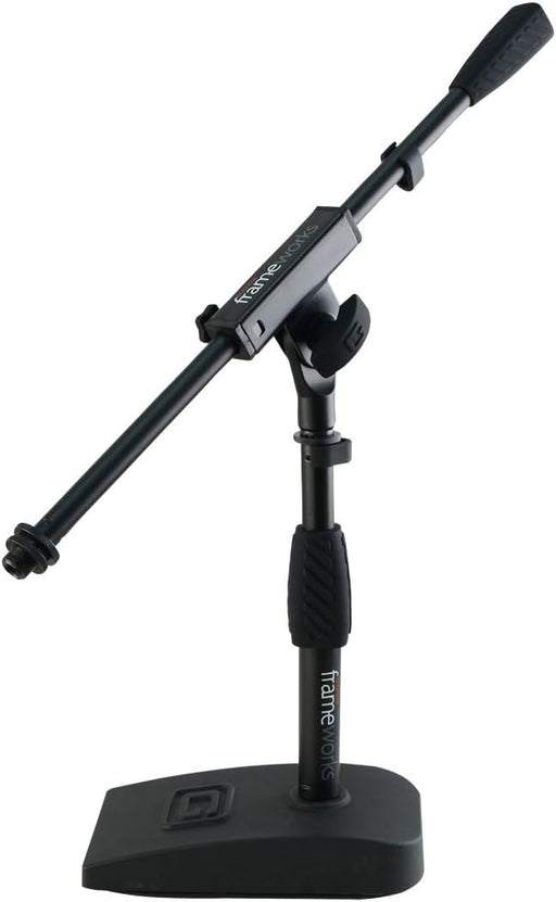 Gator GFW-MIC-0821 Frameworks Short Weighted Base Microphone Stand with Soft Grip Twist Clutch, Boom Arm, and 3/8" and 5/8" Mounts