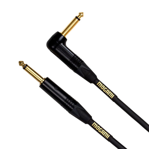Mogami Gold INSTRUMENT-03R Guitar Instrument Cable, 1/4" TS Male Plugs, Gold Contacts, Right Angle and Straight Connectors (3ft)