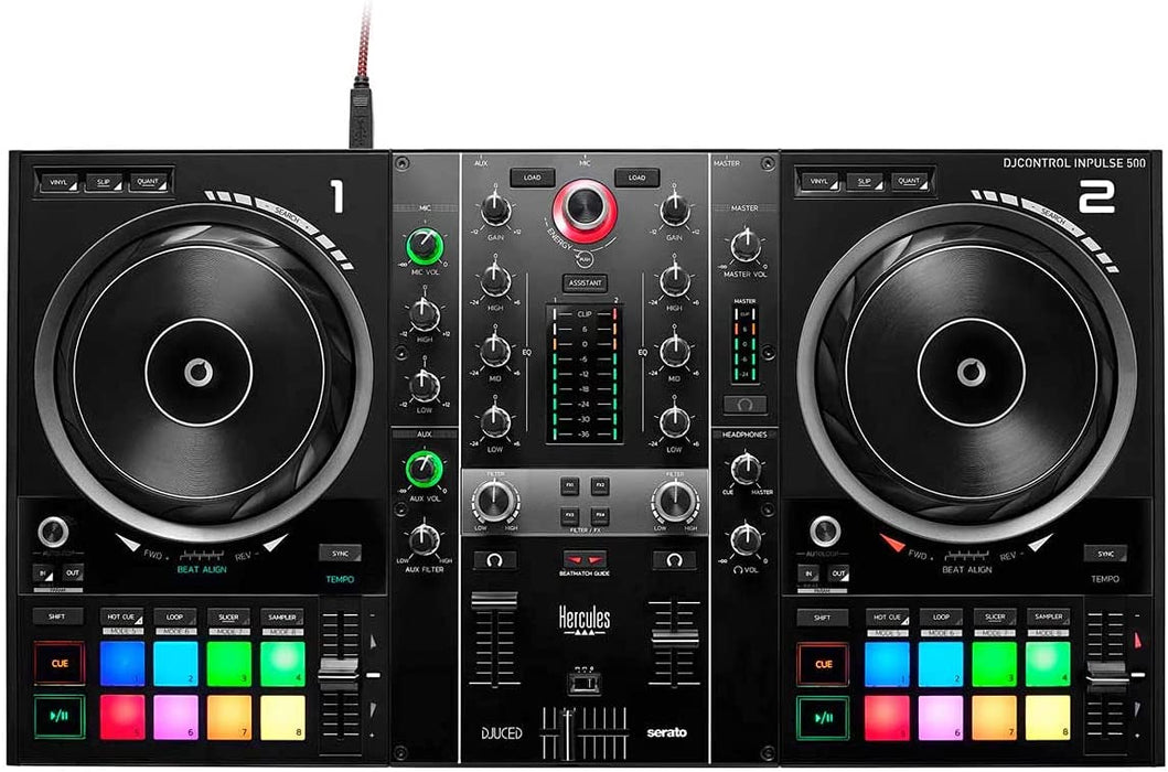 Hercules DJControl Inpulse 500 2-Deck USB DJ Controller for Serato DJ and DJUCED