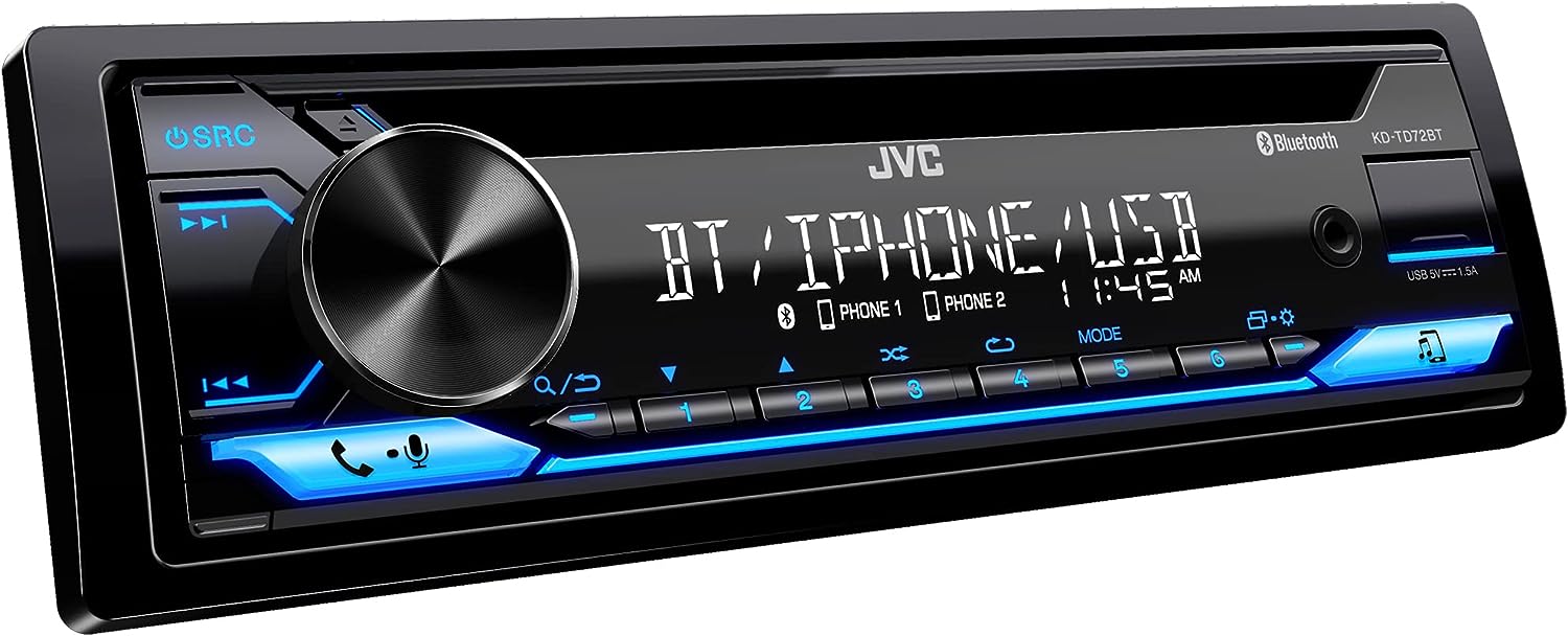 JVC KD-TD72BT Single-Din Bluetooth Car Stereo with USB Port, AM/FM Radio, CD and MP3 Player (Open Box)