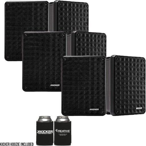 Kicker KB6 2-Way Full Range Indoor Outdoor Speakers (6 Speaker Bundle)