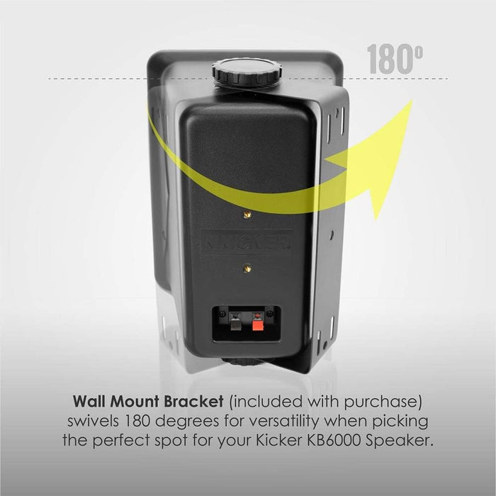 Kicker KB6 2-Way Full Range Indoor Outdoor Speakers (4 Speaker Bundle)