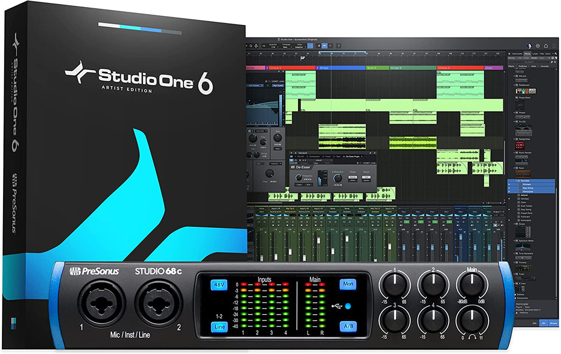 PreSonus Studio 68c 6x6, 192 kHz, USB Audio Interface with Studio One Artist and Ableton Live Lite DAW Recording Software