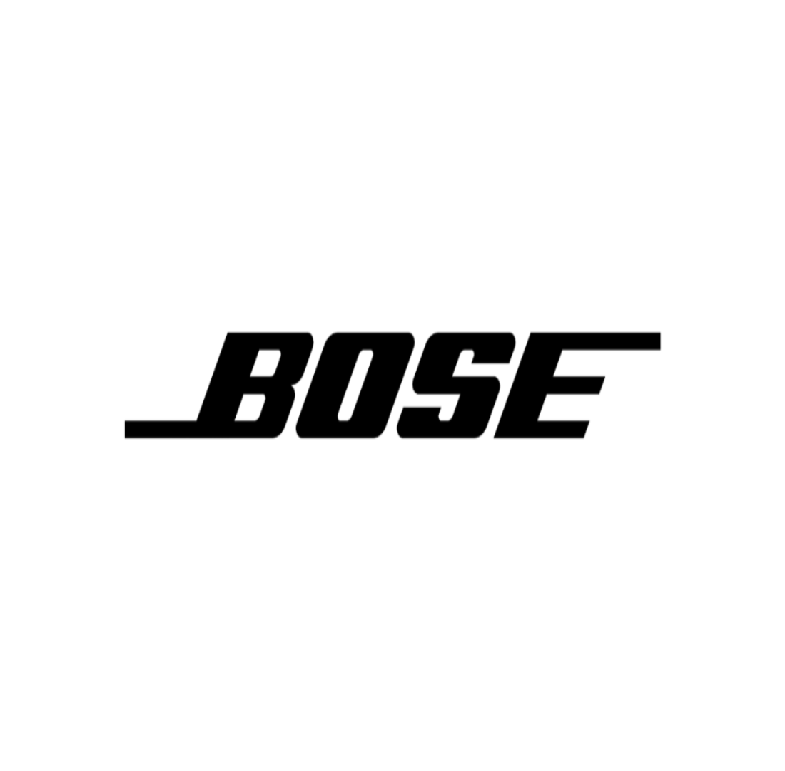 Brand bose in black with white background