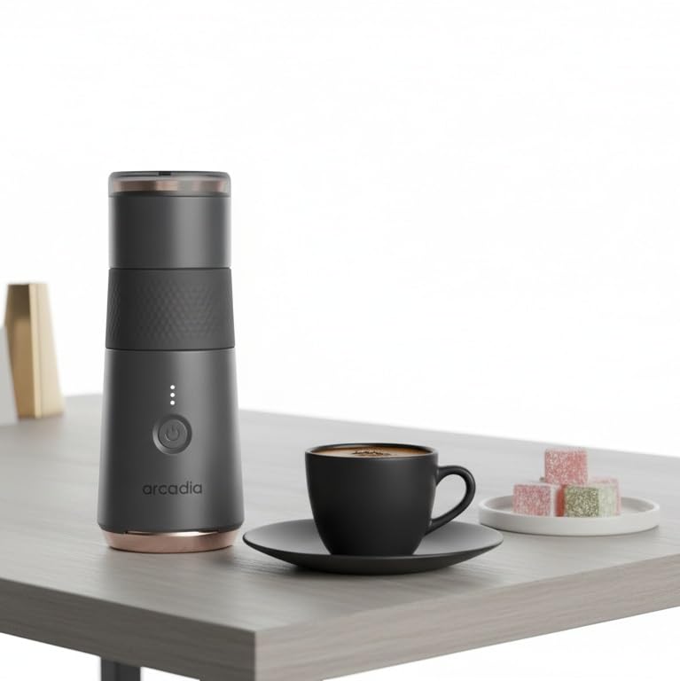 Arcadia Go Rechargeable Portable Turkish Coffee Maker USB - C Powered, Compact, Cordless, and Perfect for Travel, Camping, Outdoor Use, Office, and Home Brewing (Night Black) - electronicsexpo.com - Coffee Machines