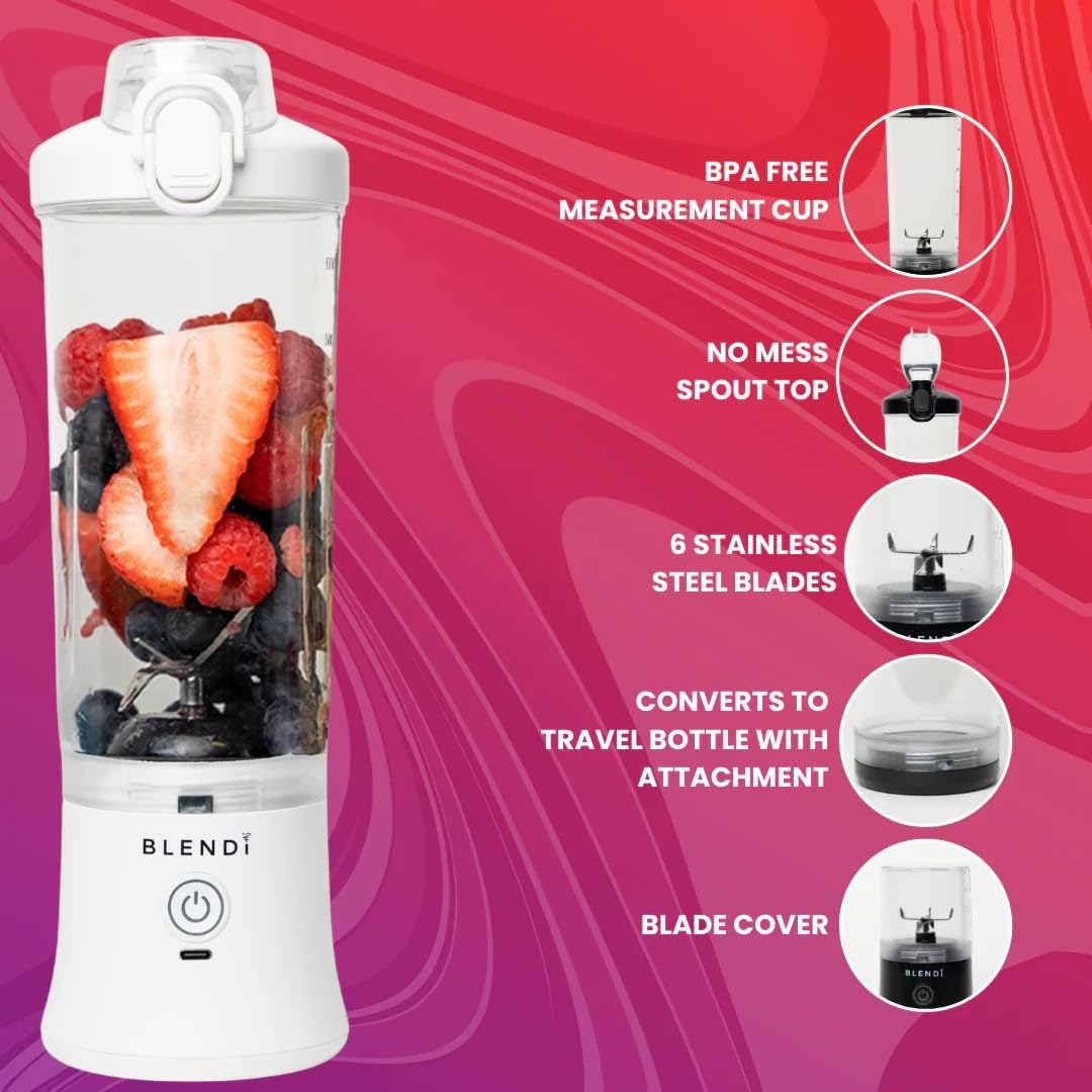 BLENDi X Large 24 oz BPA - Free USB Rechargeable Personal Travel Blender (24oz, White) - electronicsexpo.com - Blenders