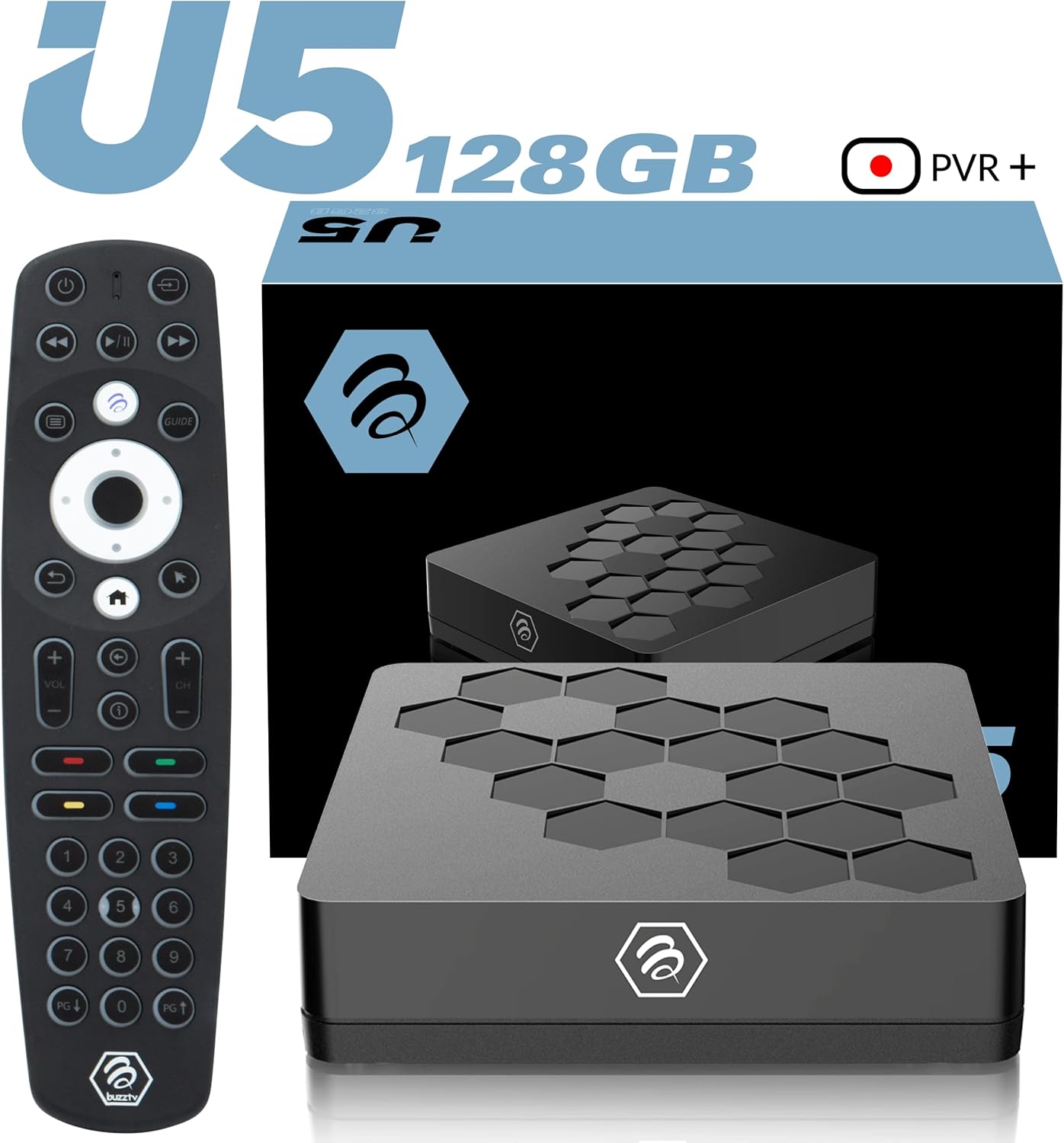 BuzzTV U5 2023 Android 11 TV Box, S905X4 Quad - Core 64 - bit Cortex - A55 Processor, 4GB DDR RAM, 128GB eMMC Storage, 4K UHD Streaming, 6th Generation Wireless AX - electronicsexpo.com - Misc