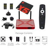 BuzzTV X5 SS Android 13 TV Box, 4GB DDR4 RAM, 128GB Storage, Voice - Controlled Remote, Wireless AX, USB - C, Global Power Adapters - electronicsexpo.com - Streaming Players