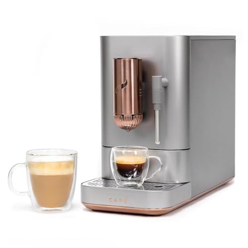 Café Affetto Automatic Espresso Machine + Milk Frother | Built - In & Adjustable Espresso Bean Grinder | One - Touch Brew in 90 Seconds | Steel Silver, 1.2 Liter, (C7CEBBS2RS3) - electronicsexpo.com - Coffee Machines