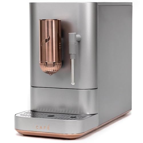 Café Affetto Automatic Espresso Machine + Milk Frother | Built - In & Adjustable Espresso Bean Grinder | One - Touch Brew in 90 Seconds | Steel Silver, 1.2 Liter, (C7CEBBS2RS3) - electronicsexpo.com - Coffee Machines