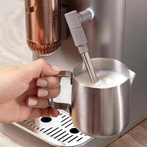 Café Affetto Automatic Espresso Machine + Milk Frother | Built - In & Adjustable Espresso Bean Grinder | One - Touch Brew in 90 Seconds | Steel Silver, 1.2 Liter, (C7CEBBS2RS3) - electronicsexpo.com - Coffee Machines