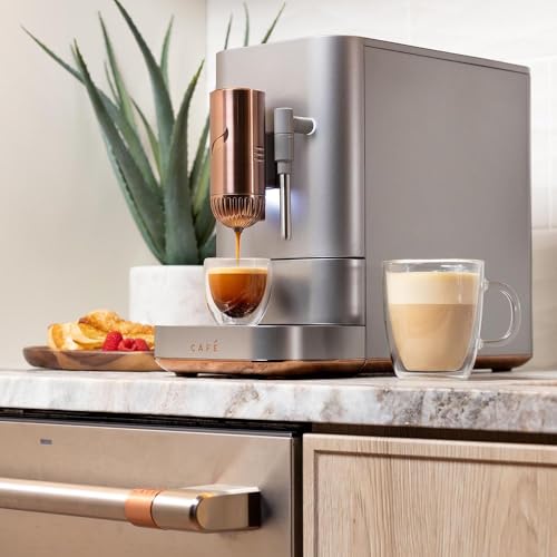Café Affetto Automatic Espresso Machine + Milk Frother | Built - In & Adjustable Espresso Bean Grinder | One - Touch Brew in 90 Seconds | Steel Silver, 1.2 Liter, (C7CEBBS2RS3) - electronicsexpo.com - Coffee Machines
