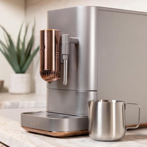 Café Affetto Automatic Espresso Machine + Milk Frother | Built - In & Adjustable Espresso Bean Grinder | One - Touch Brew in 90 Seconds | Steel Silver, 1.2 Liter, (C7CEBBS2RS3) - electronicsexpo.com - Coffee Machines