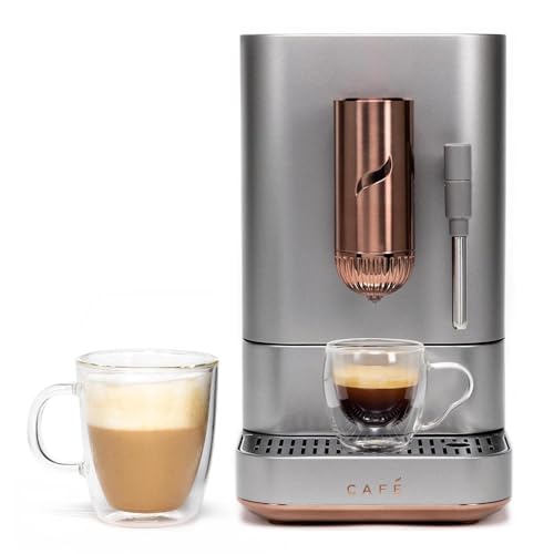 Café Affetto Automatic Espresso Machine + Milk Frother | Built - In & Adjustable Espresso Bean Grinder | One - Touch Brew in 90 Seconds | Steel Silver, 1.2 Liter, (C7CEBBS2RS3) - electronicsexpo.com - Coffee Machines