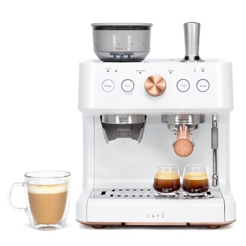 Café Bellissimo Semi Automatic Espresso Machine + Milk Frother | WiFi Connected, Smart Home Kitchen Essentials | Built - In Bean Grinder, 15 - Bar Pump & 95 - Ounce Water Reservoir | Matte White - electronicsexpo.com - Coffee Machines