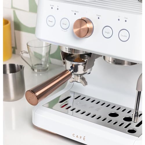 Café Bellissimo Semi Automatic Espresso Machine + Milk Frother | WiFi Connected, Smart Home Kitchen Essentials | Built - In Bean Grinder, 15 - Bar Pump & 95 - Ounce Water Reservoir | Matte White - electronicsexpo.com - Coffee Machines